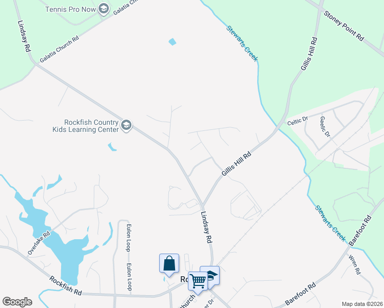 map of restaurants, bars, coffee shops, grocery stores, and more near 107 Deer Lodge Court in Raeford