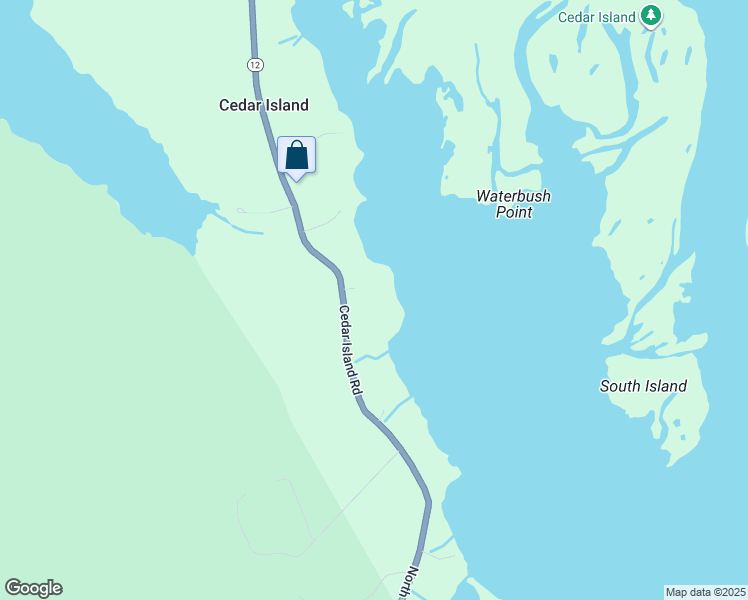 map of restaurants, bars, coffee shops, grocery stores, and more near 3080 Cedar Island Road in Cedar Island
