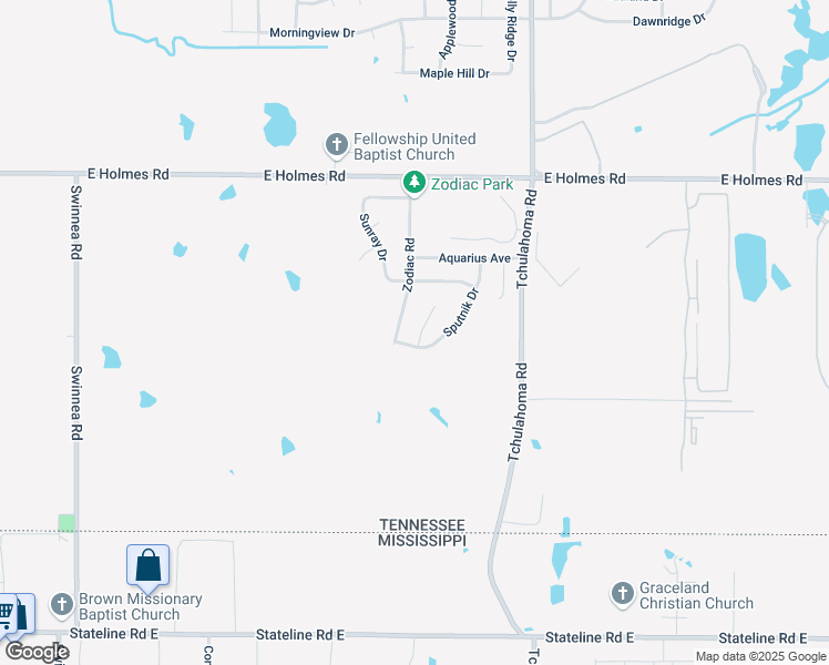 map of restaurants, bars, coffee shops, grocery stores, and more near 5386 Zodiac Road in Memphis
