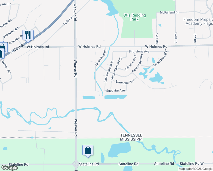 map of restaurants, bars, coffee shops, grocery stores, and more near 5389 White Diamond Street in Memphis