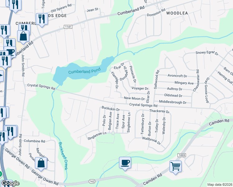 map of restaurants, bars, coffee shops, grocery stores, and more near 5100-5198 Ariel Ct in Fayetteville