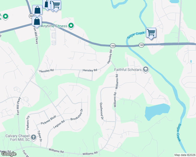 map of restaurants, bars, coffee shops, grocery stores, and more near 1981 Ripple Rock Road in Fort Mill