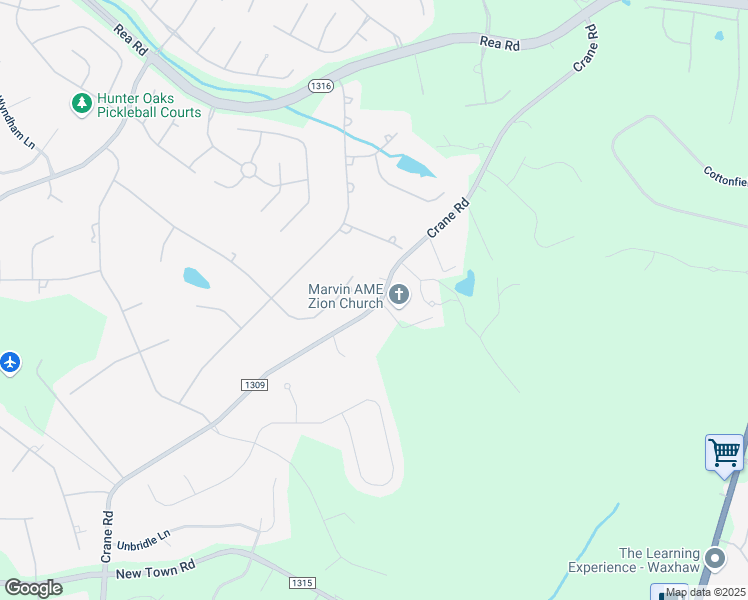 map of restaurants, bars, coffee shops, grocery stores, and more near 1613 Crane Road in Waxhaw