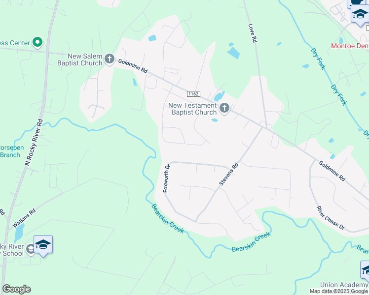 map of restaurants, bars, coffee shops, grocery stores, and more near 839 Wind Carved Lane in Monroe