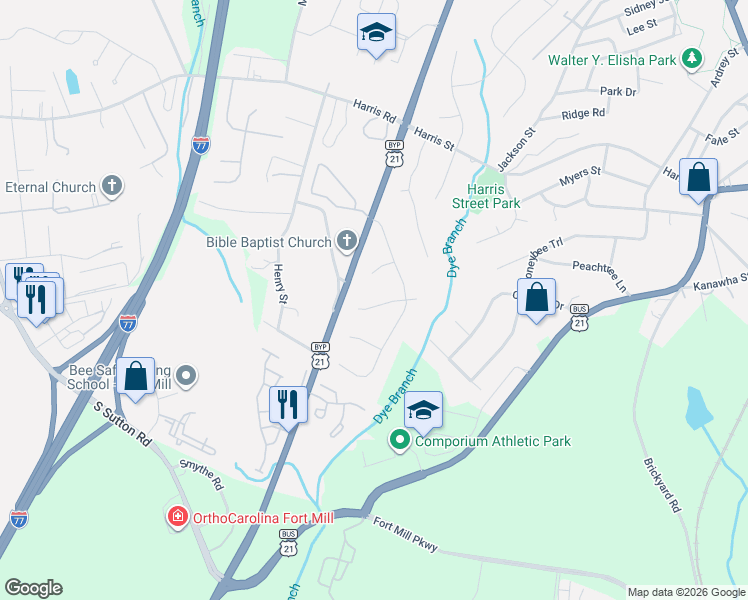 map of restaurants, bars, coffee shops, grocery stores, and more near 111 Lyman Oak Court in Fort Mill