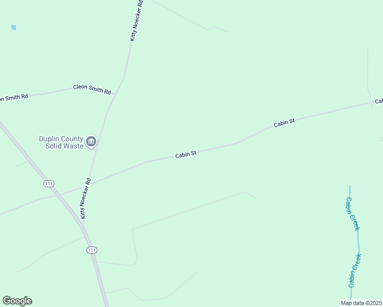 map of restaurants, bars, coffee shops, grocery stores, and more near Cabin Street in Duplin County