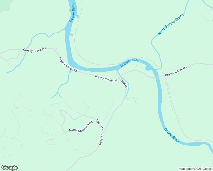 map of restaurants, bars, coffee shops, grocery stores, and more near 1720 Grassy Creek Road in Copperhill