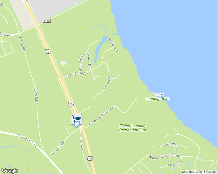 map of restaurants, bars, coffee shops, grocery stores, and more near 221 Easterly Drive in New Bern