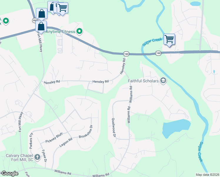 map of restaurants, bars, coffee shops, grocery stores, and more near 1981 Ripple Rock Road in Fort Mill
