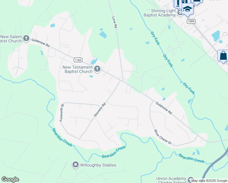 map of restaurants, bars, coffee shops, grocery stores, and more near 1219 Stevens Road in Monroe