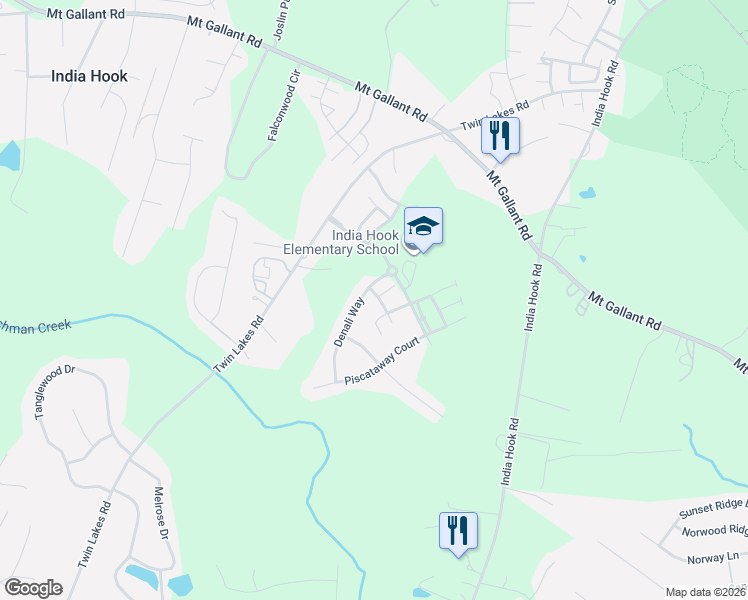 map of restaurants, bars, coffee shops, grocery stores, and more near 4012 Wolf Trap Way in Rock Hill