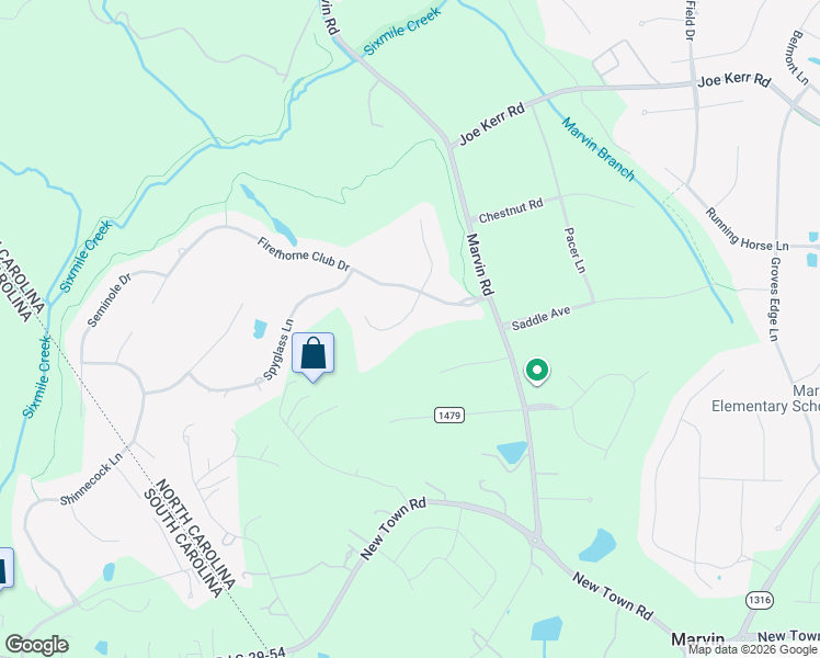 map of restaurants, bars, coffee shops, grocery stores, and more near 1101 Firethorne Club Drive in Waxhaw