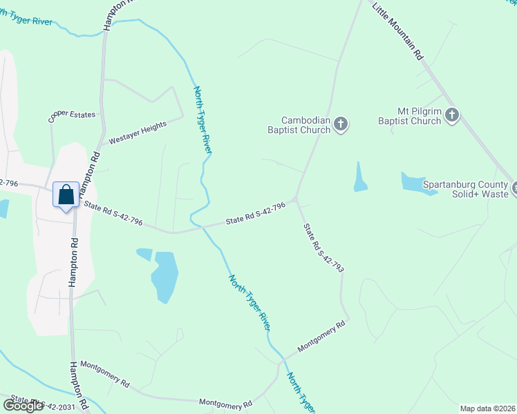 map of restaurants, bars, coffee shops, grocery stores, and more near 759 범블비 레인 in Wellford