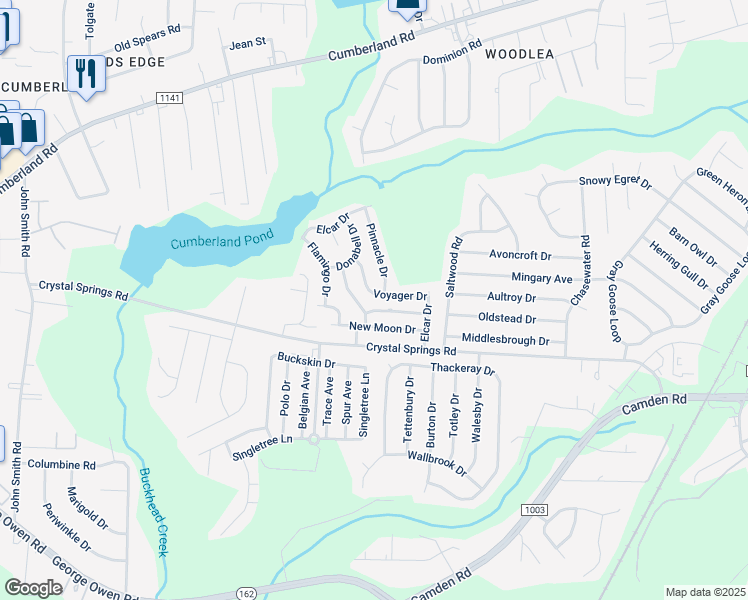 map of restaurants, bars, coffee shops, grocery stores, and more near 5031 Voyager Drive in Fayetteville