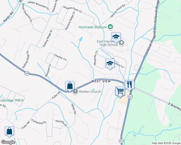 map of restaurants, bars, coffee shops, grocery stores, and more near 1860 Brickwell Lane in Chattanooga
