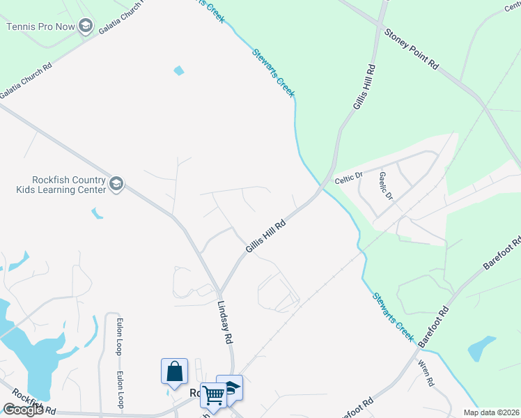 map of restaurants, bars, coffee shops, grocery stores, and more near 197 Sidesaddle Court in Raeford