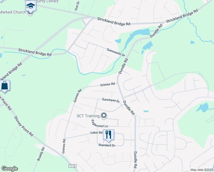 map of restaurants, bars, coffee shops, grocery stores, and more near 5245 Grimes Road in Fayetteville