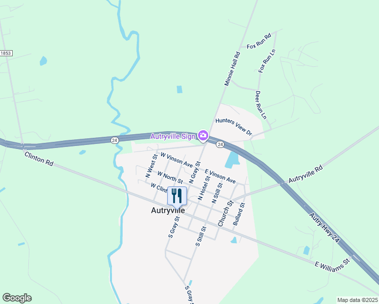 map of restaurants, bars, coffee shops, grocery stores, and more near 228-316 West Old Stage Road in Autryville