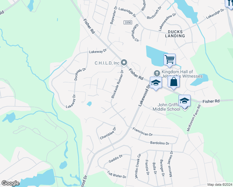 map of restaurants, bars, coffee shops, grocery stores, and more near 2817 Blockade Runner Drive in Fayetteville