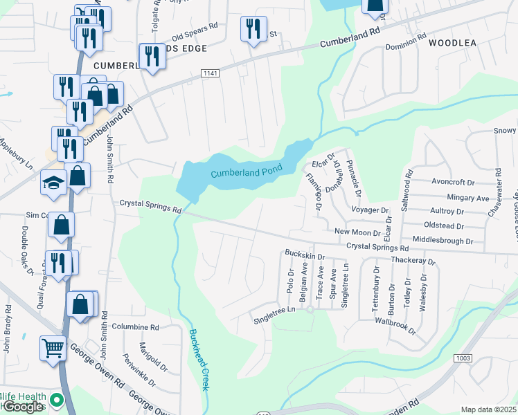 map of restaurants, bars, coffee shops, grocery stores, and more near 3850 Red Oak Dr in Fayetteville