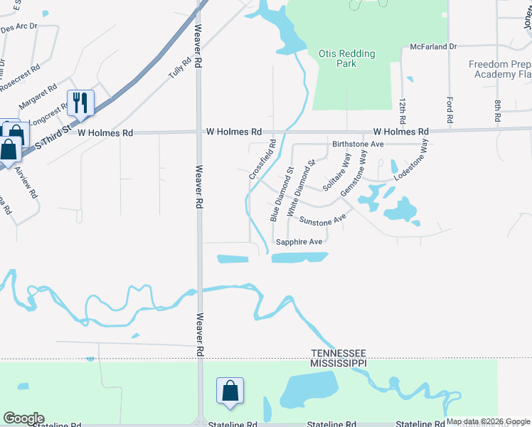 map of restaurants, bars, coffee shops, grocery stores, and more near 5300 Crossfield Road in Memphis