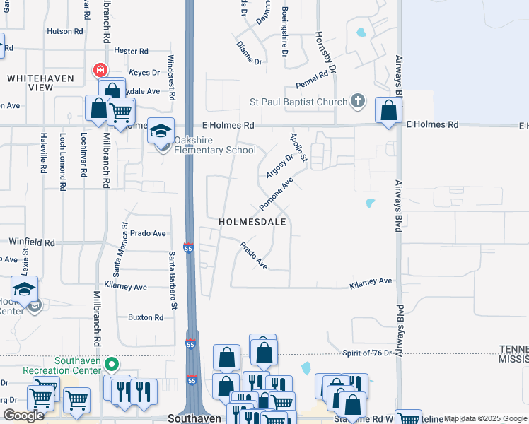 map of restaurants, bars, coffee shops, grocery stores, and more near 1967 Pomona Avenue in Memphis