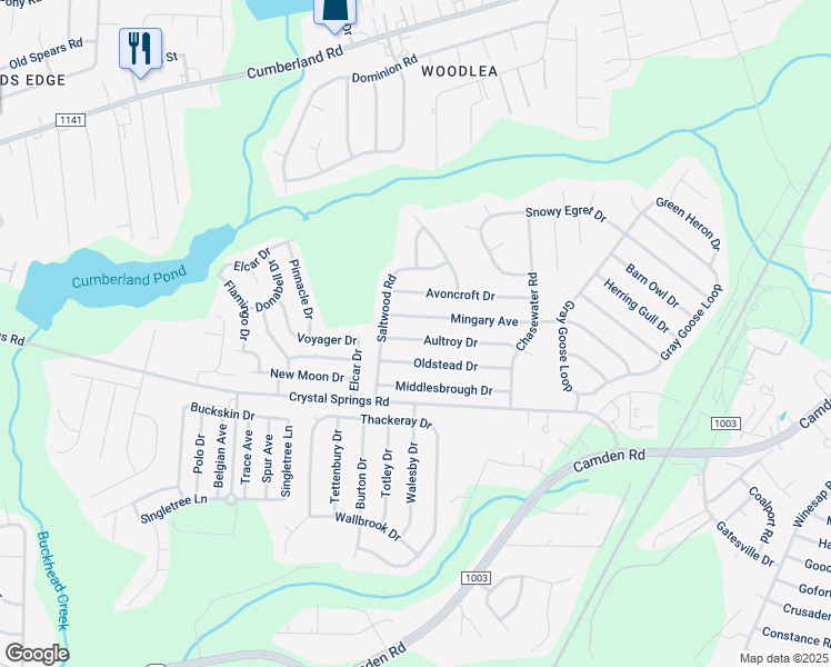 map of restaurants, bars, coffee shops, grocery stores, and more near 1472 Aultroy Drive in Fayetteville