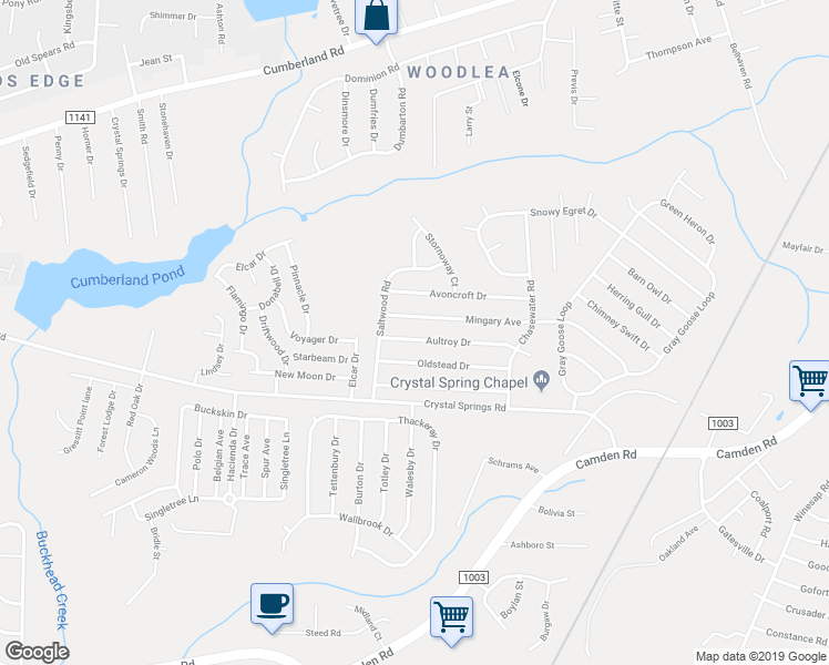 map of restaurants, bars, coffee shops, grocery stores, and more near 1472 Aultroy Drive in Fayetteville