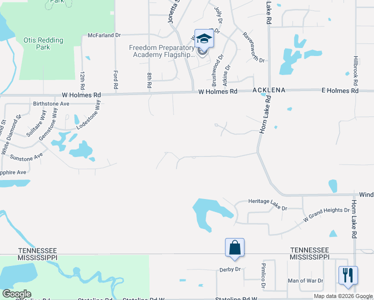 map of restaurants, bars, coffee shops, grocery stores, and more near 338 Nicolet Drive in Memphis