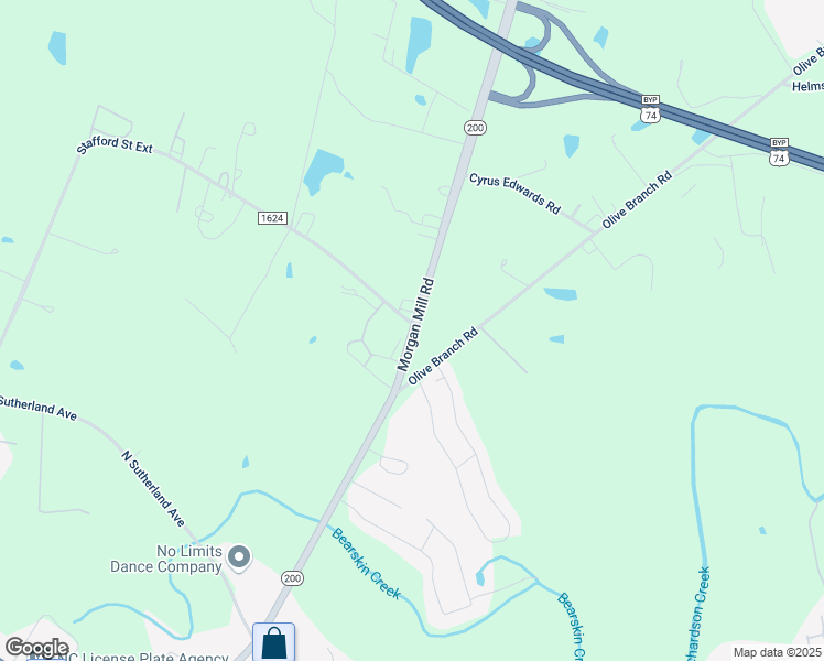 map of restaurants, bars, coffee shops, grocery stores, and more near 2303 North Carolina 200 in Monroe