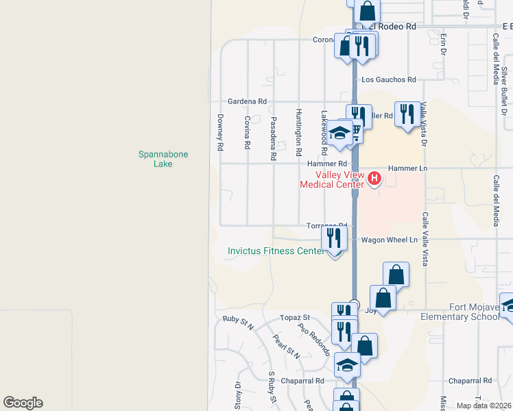 map of restaurants, bars, coffee shops, grocery stores, and more near 5312 Covina Rd in Fort Mohave