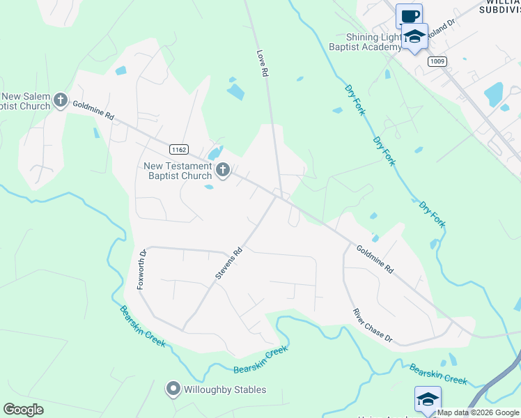 map of restaurants, bars, coffee shops, grocery stores, and more near 1219 Stevens Road in Monroe