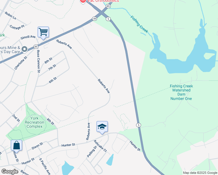 map of restaurants, bars, coffee shops, grocery stores, and more near 231 Roberts Avenue in York