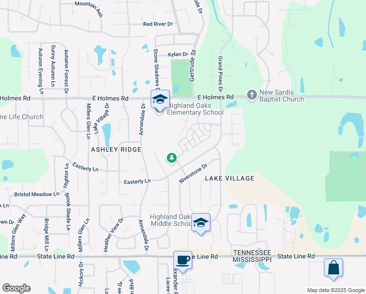 map of restaurants, bars, coffee shops, grocery stores, and more near 7563 Glen Laurel Way in Memphis