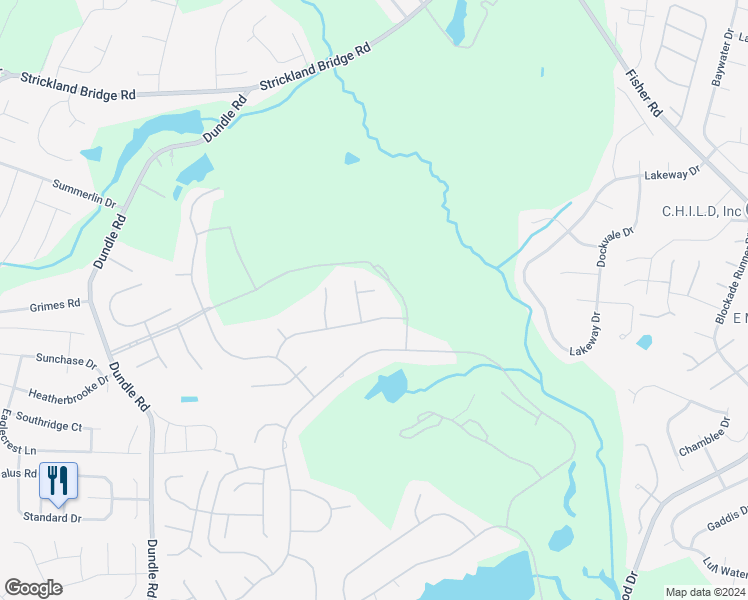 map of restaurants, bars, coffee shops, grocery stores, and more near 3005 Durness Court in Fayetteville