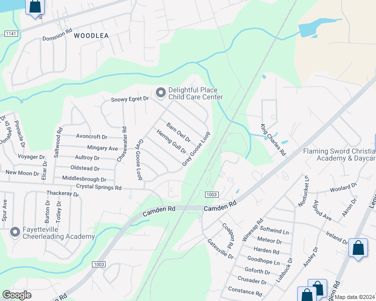 map of restaurants, bars, coffee shops, grocery stores, and more near 1206 Herring Gull Drive in Fayetteville
