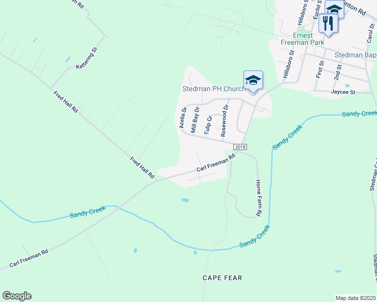 map of restaurants, bars, coffee shops, grocery stores, and more near 900 Blood Stone Court in Stedman