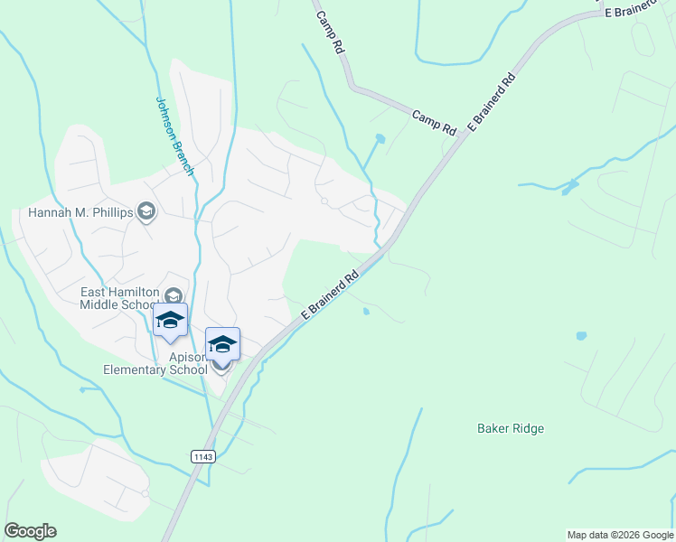 map of restaurants, bars, coffee shops, grocery stores, and more near 10527 East Brainerd Road in Apison