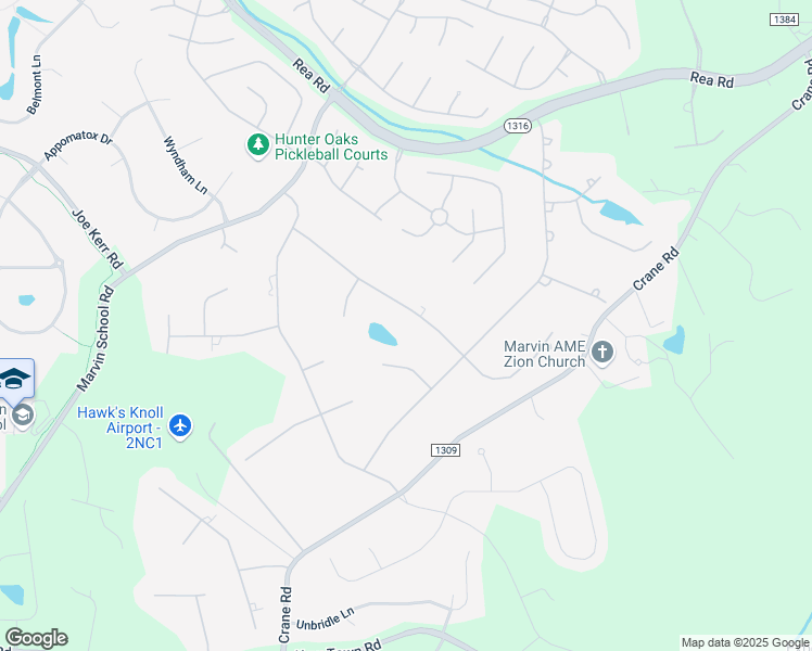 map of restaurants, bars, coffee shops, grocery stores, and more near 8811 Kentucky Derby Drive in Waxhaw