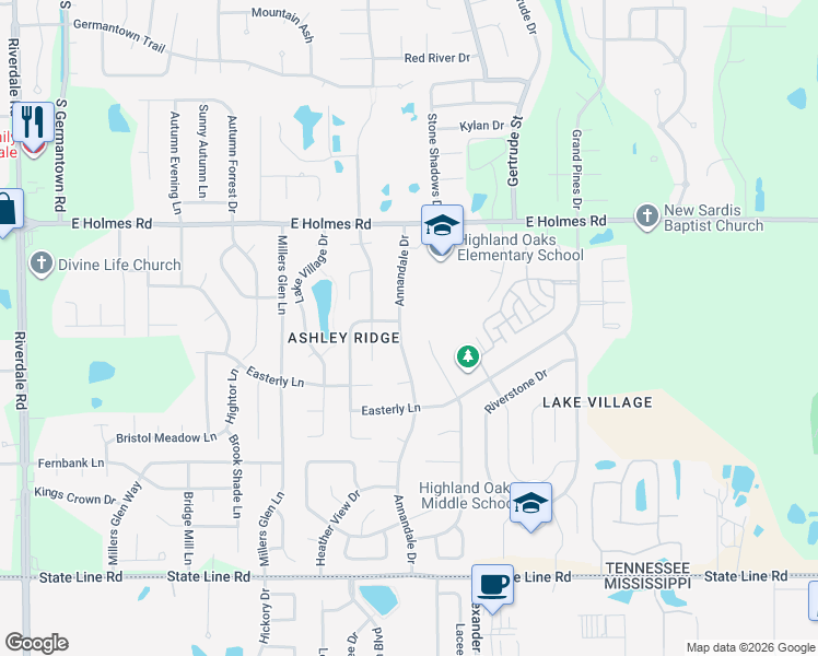 map of restaurants, bars, coffee shops, grocery stores, and more near 5336 Annandale Drive in Memphis