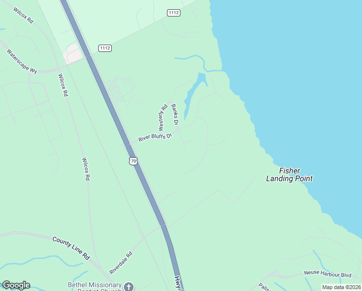 map of restaurants, bars, coffee shops, grocery stores, and more near 104 Nature Court in New Bern