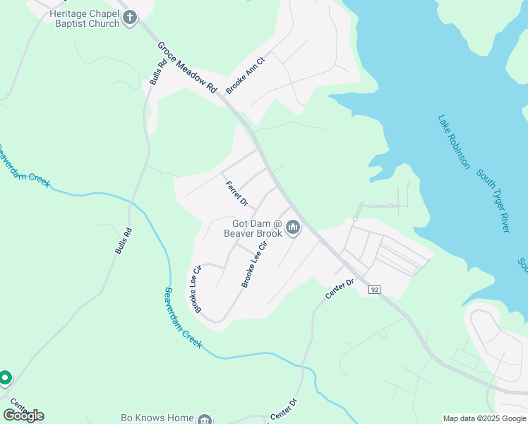 map of restaurants, bars, coffee shops, grocery stores, and more near 7 Pearle Brook Lane in Taylors