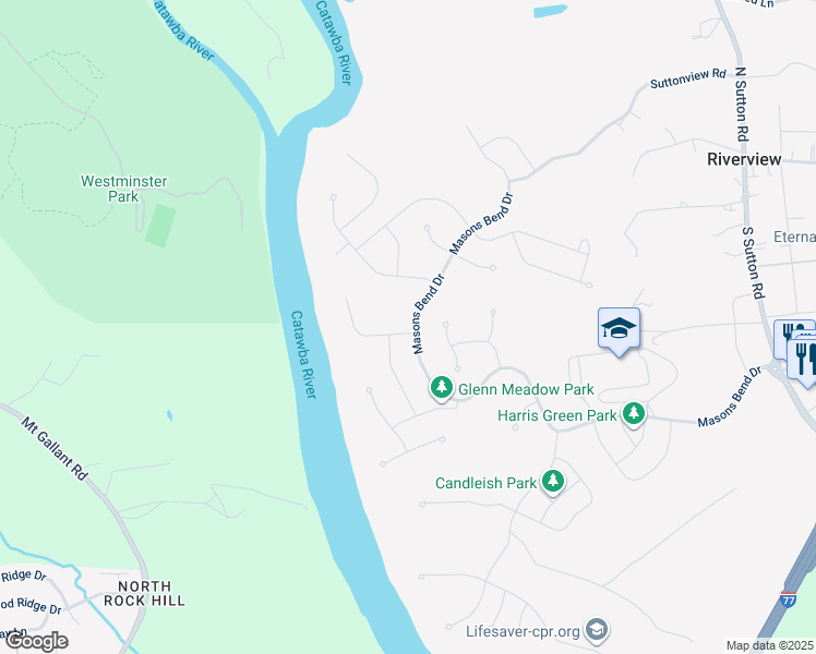 map of restaurants, bars, coffee shops, grocery stores, and more near 2069 Masons Bend Drive in Fort Mill
