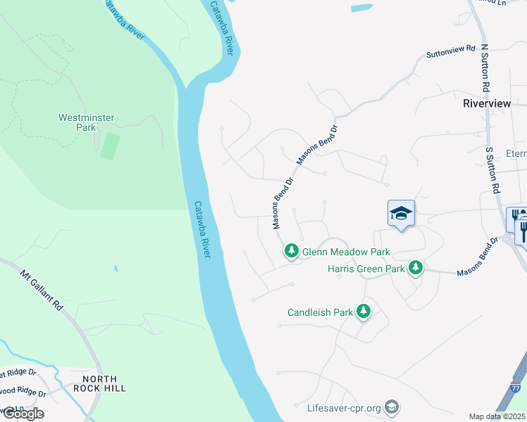 map of restaurants, bars, coffee shops, grocery stores, and more near 2069 Masons Bend Drive in Fort Mill