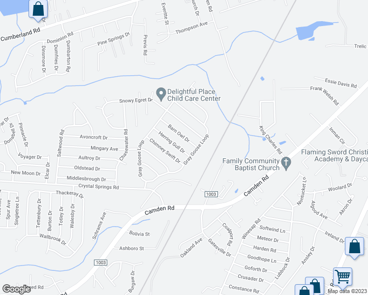 map of restaurants, bars, coffee shops, grocery stores, and more near 1214 Herring Gull Drive in Fayetteville