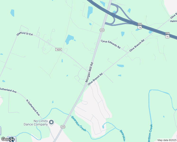 map of restaurants, bars, coffee shops, grocery stores, and more near 2303 North Carolina 200 in Monroe