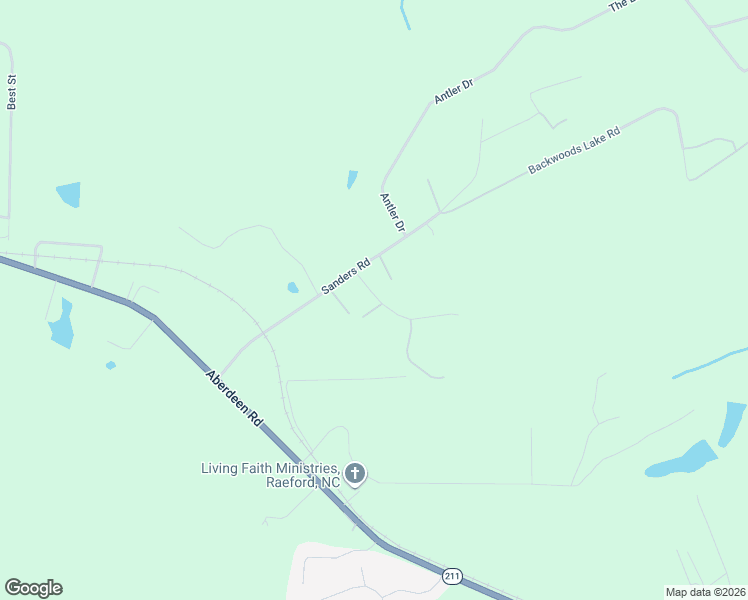 map of restaurants, bars, coffee shops, grocery stores, and more near 272 Parker Rd in Raeford