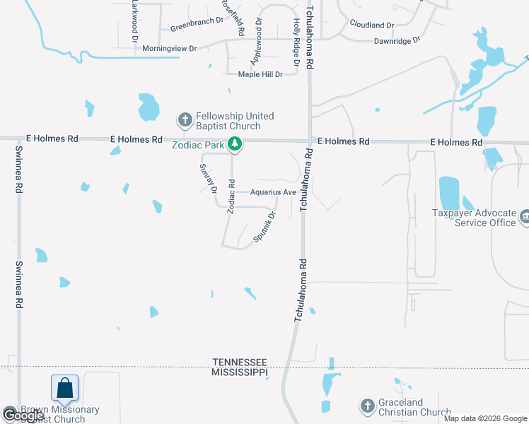 map of restaurants, bars, coffee shops, grocery stores, and more near 5337 Cosmos Cove in Memphis