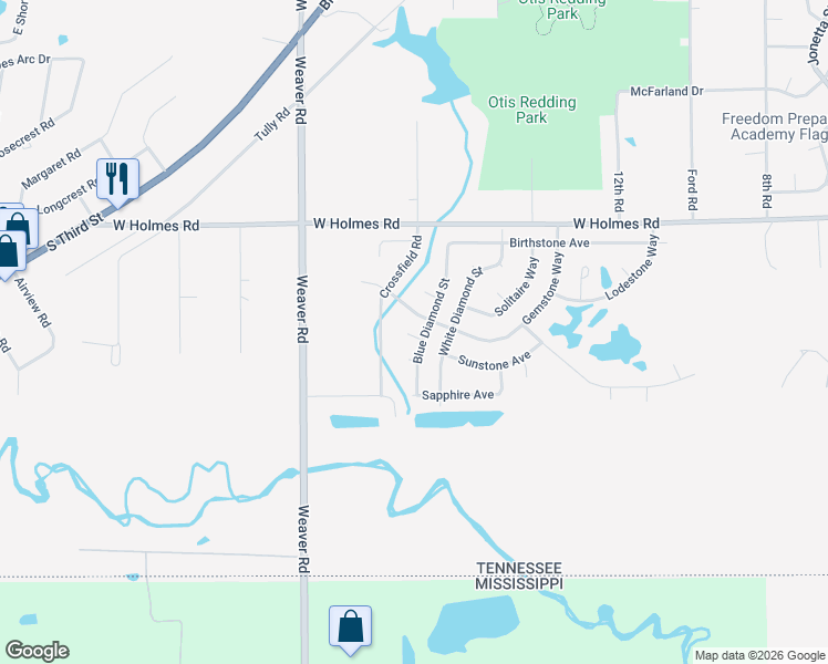 map of restaurants, bars, coffee shops, grocery stores, and more near 5342 Blue Diamond Street in Memphis