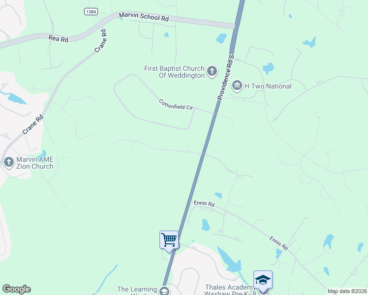 map of restaurants, bars, coffee shops, grocery stores, and more near 1016 Sherringham Way in Waxhaw
